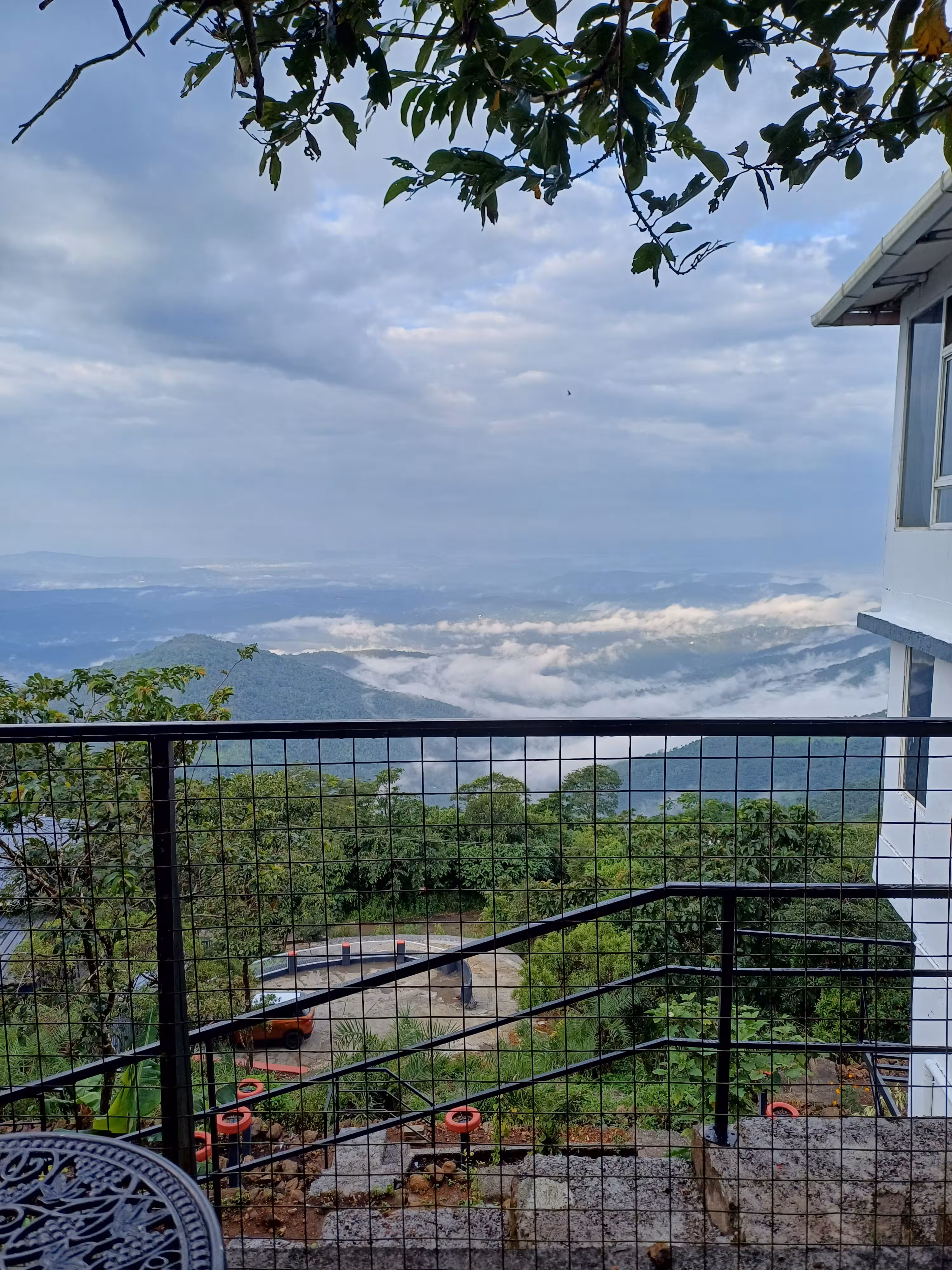 Cloudy hills viewed from outdoor campus